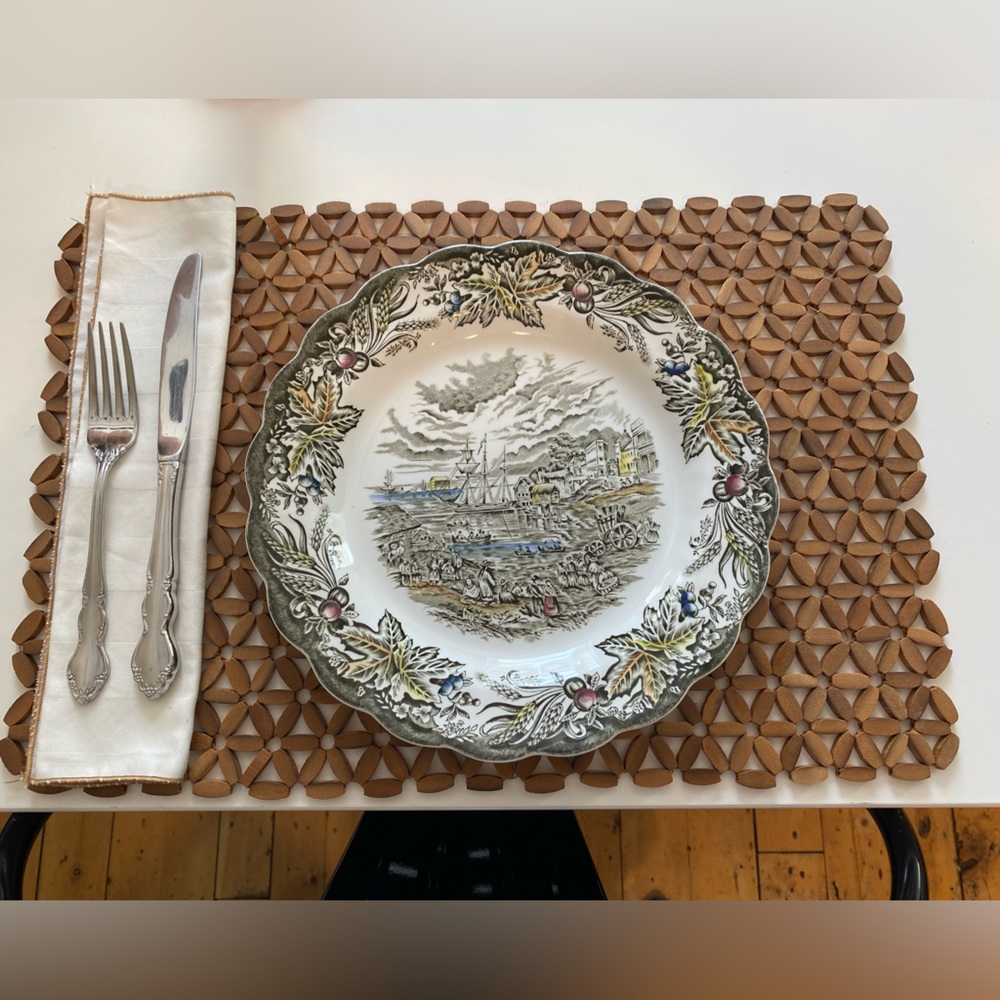 5 Wooden Flexible Bead Daisy Placemats Vintage Mid Century Modern Farmhouse